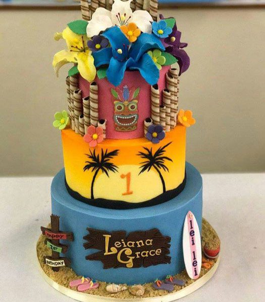 Hawaiian Themed Birthday Cake